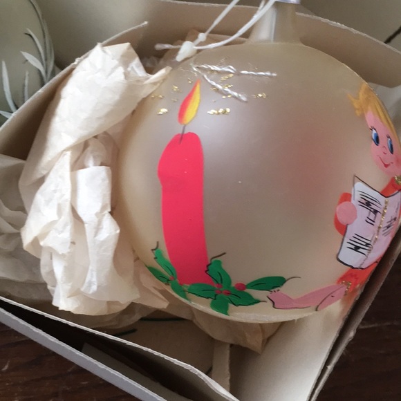 Vintage Hand/Mouth Blown Christmas Ornaments -Set of 4 - Bear, Elf, Angels - Picture 4 of 7